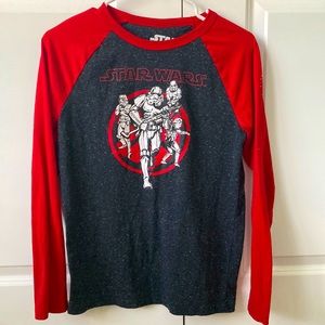 Boys Star Wars dark grey and red long sleeve shirt. Size 14/16.